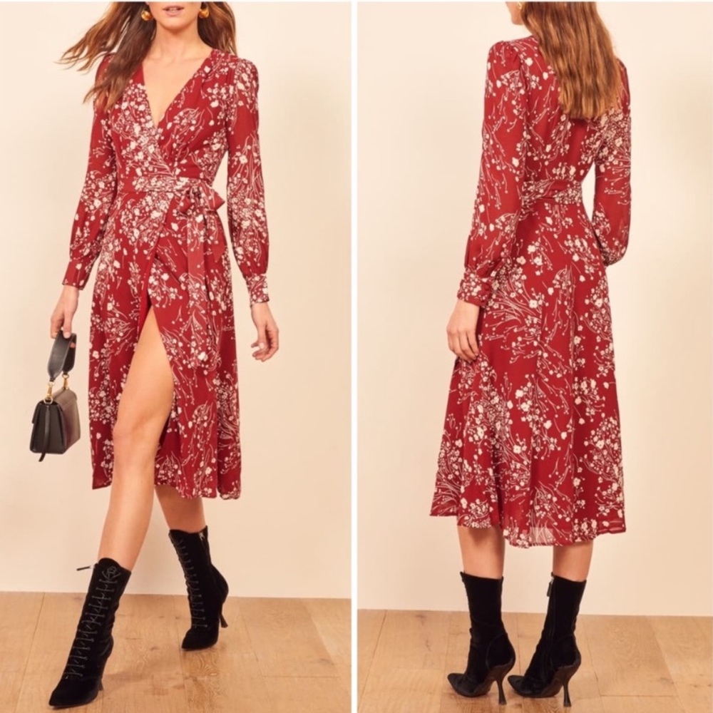 NEW Reformation Susanna Wrap Dress in Bryce